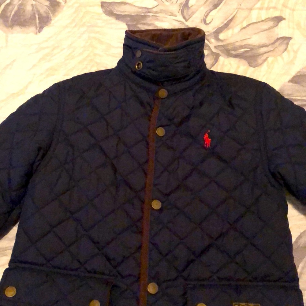 Polo navy with brown trim corduroy lining jacket
